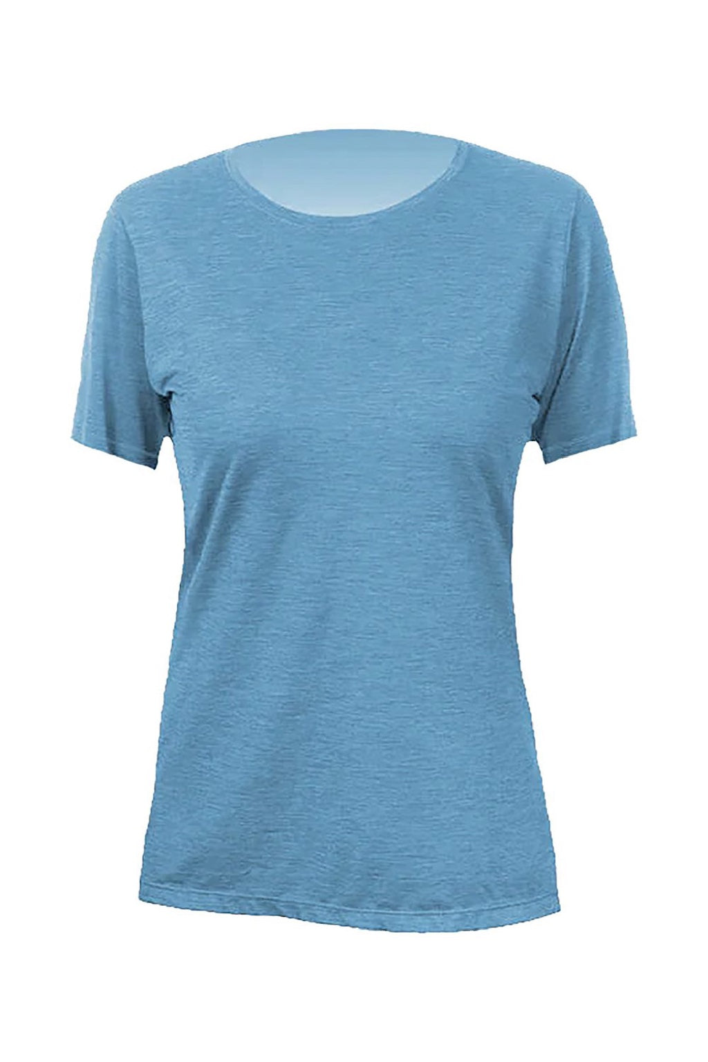 Anetik WSBRZS0 Womens Breeze Tech Short Sleeve Crewneck T-Shirt Heather Bahama Blue Flat Front