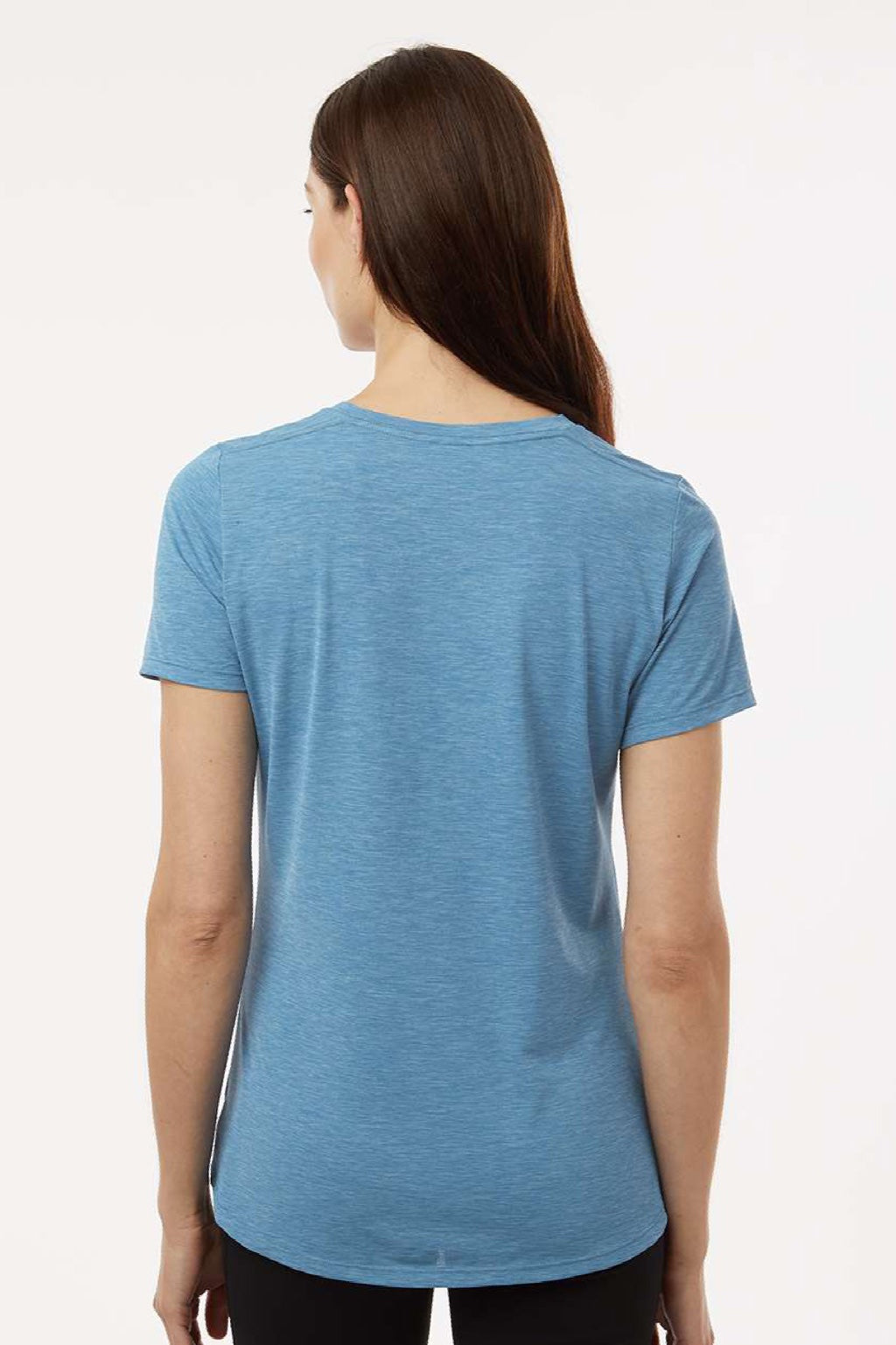 Anetik WSBRZS0 Womens Breeze Tech Short Sleeve Crewneck T-Shirt Heather Bahama Blue Model Back