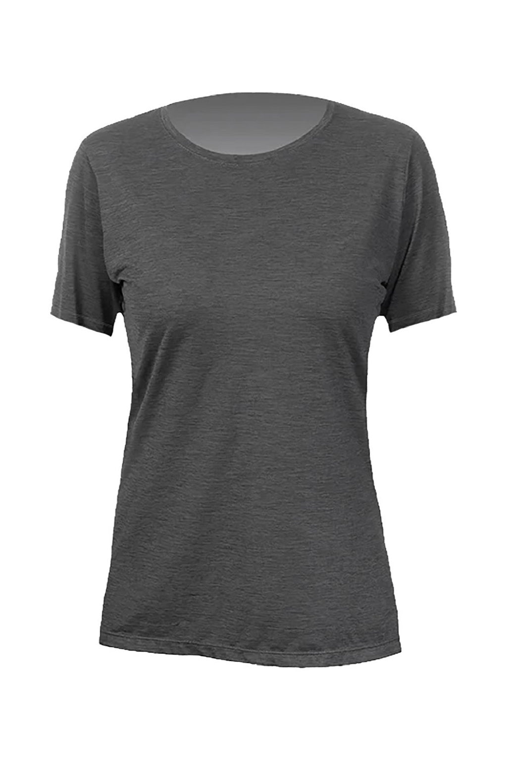 Anetik WSBRZS0 Womens Breeze Tech Short Sleeve Crewneck T-Shirt Heather Charcoal Grey Flat Front