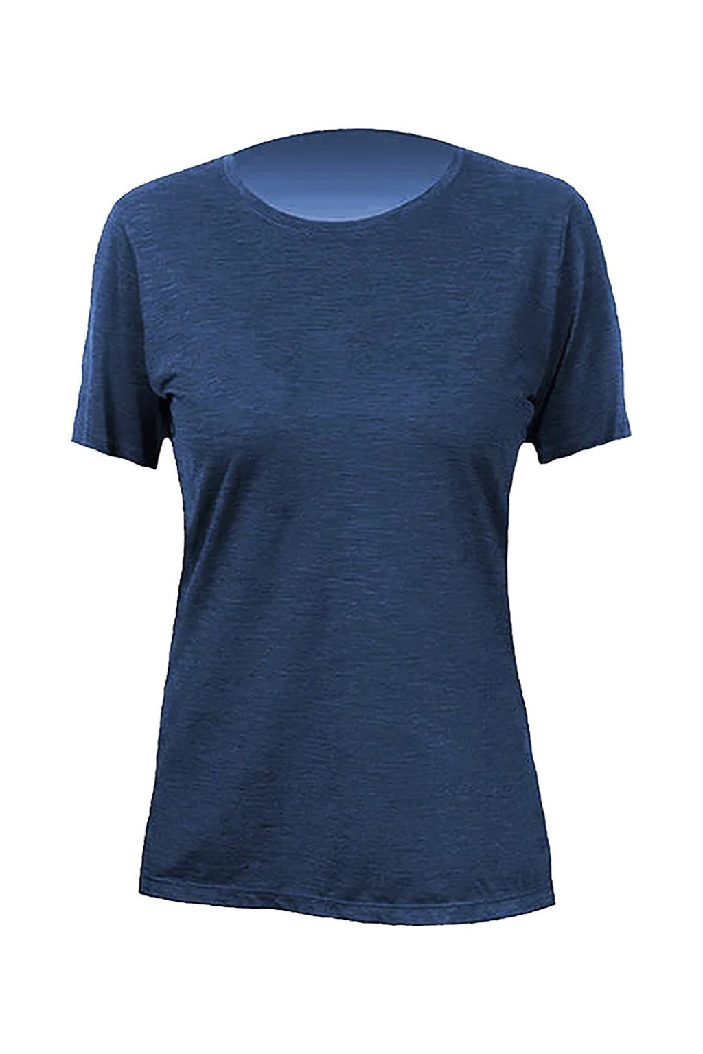 Anetik WSBRZS0 Womens Breeze Tech Short Sleeve Crewneck T-Shirt Heather Navy Blue Flat Front