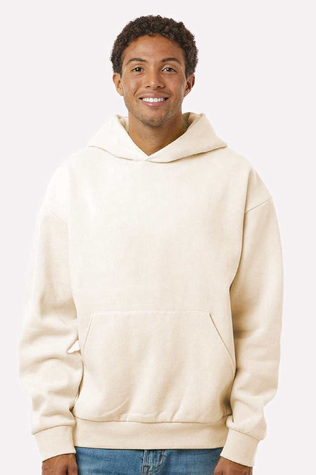 Independent Trading Company IND330BLV Mens Boulevard Heavyweight Hooded Sweatshirt Hoodie w/ Pouch Pocket Bone Model Front