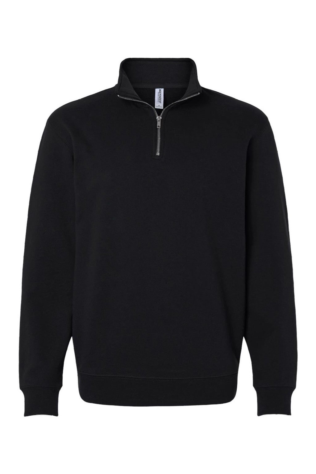 Independent Trading Company SS4600QZ Mens 1/4 Zip Sweatshirt Black Flat Front