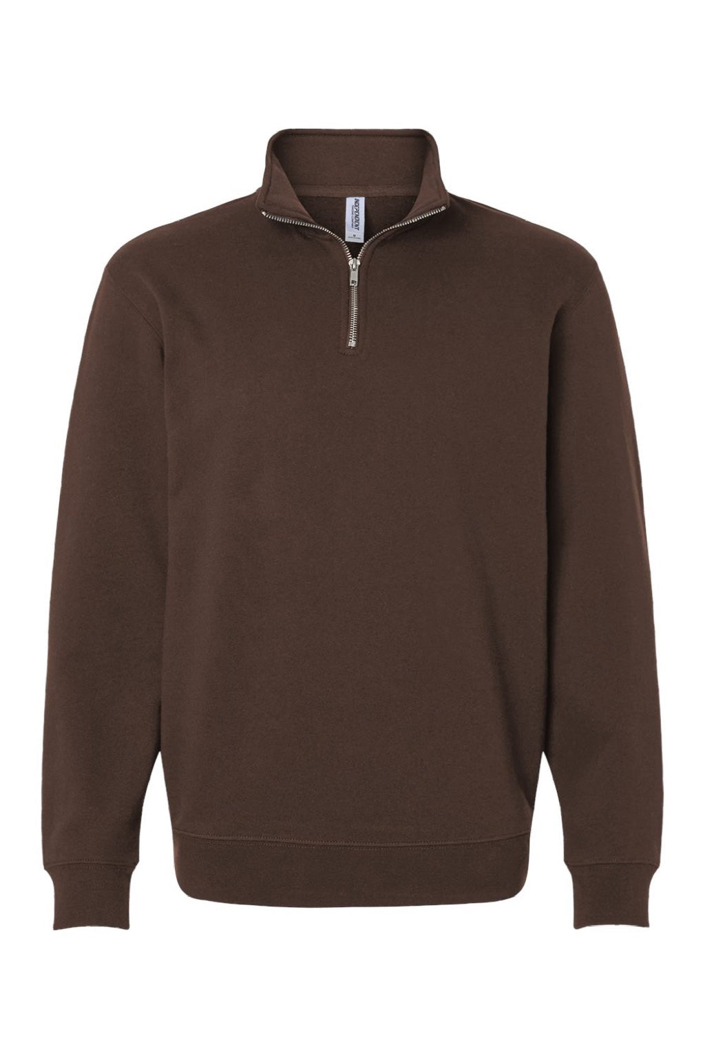 Independent Trading Company SS4600QZ Mens 1/4 Zip Sweatshirt Brown Flat Front