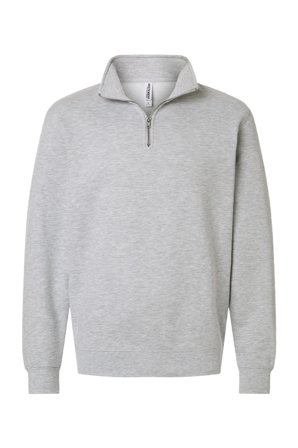 Independent Trading Company SS4600QZ Mens 1/4 Zip Sweatshirt Heather Grey Flat Front
