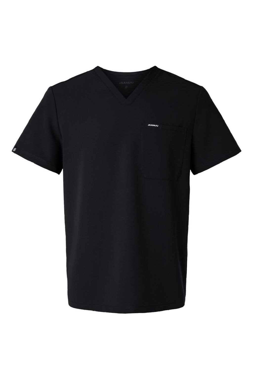 Jaanuu M10001 Unisex Holmes Everyday 1 Pocket V-Neck Scrub Top Black Flat Front