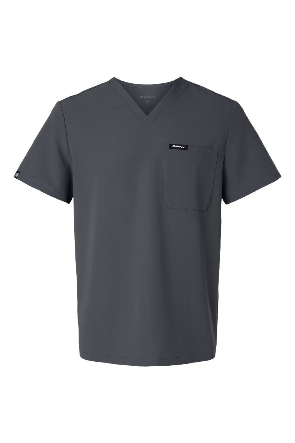 Jaanuu M10001 Unisex Holmes Everyday 1 Pocket V-Neck Scrub Top Carbon Grey Flat Front