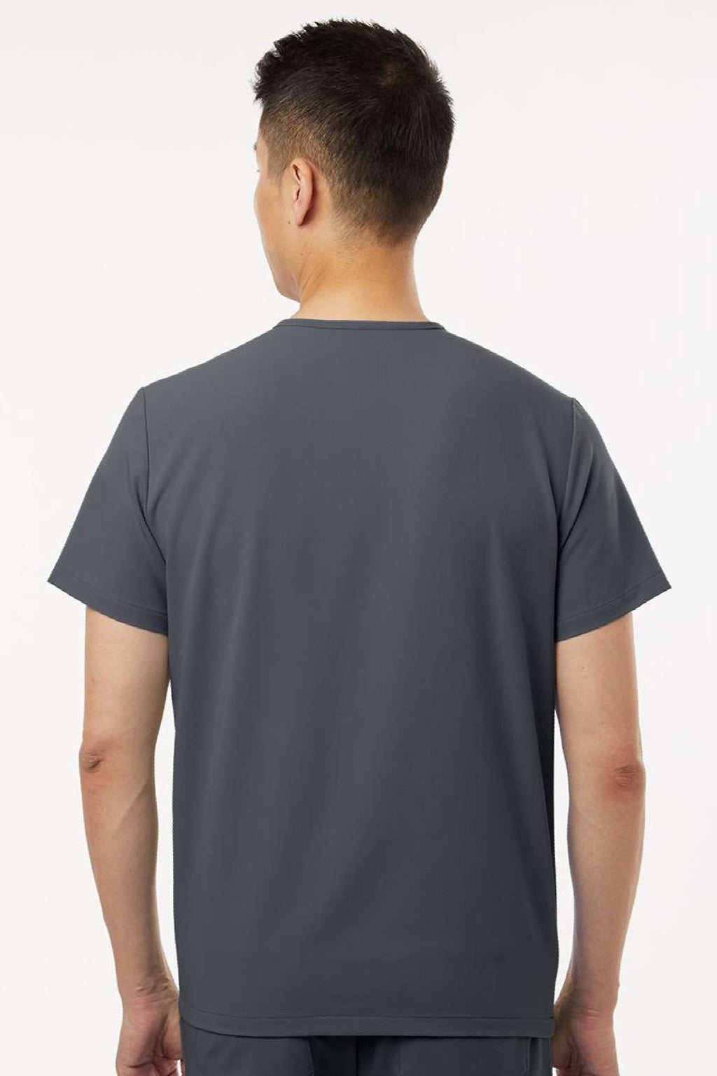 Jaanuu M10001 Unisex Holmes Everyday 1 Pocket V-Neck Scrub Top Carbon Grey Model Back
