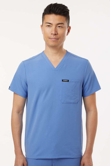 Jaanuu M10001 Unisex Holmes Everyday 1 Pocket V-Neck Scrub Top Ceil Blue Model Front