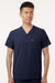Jaanuu M10001 Unisex Holmes Everyday 1 Pocket V-Neck Scrub Top Midnight Navy Blue Model Front