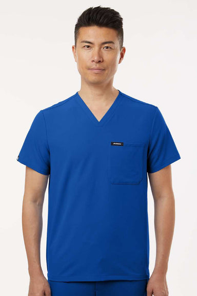 Jaanuu M10001 Unisex Holmes Everyday 1 Pocket V-Neck Scrub Top Royal Blue Model Front