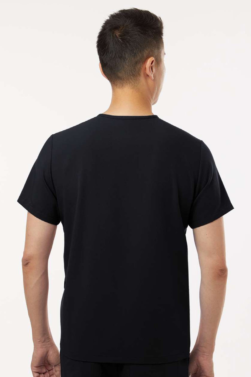 Jaanuu M10002 Unisex Platt 3 Pocket V-Neck Scrub Top Black Model Back