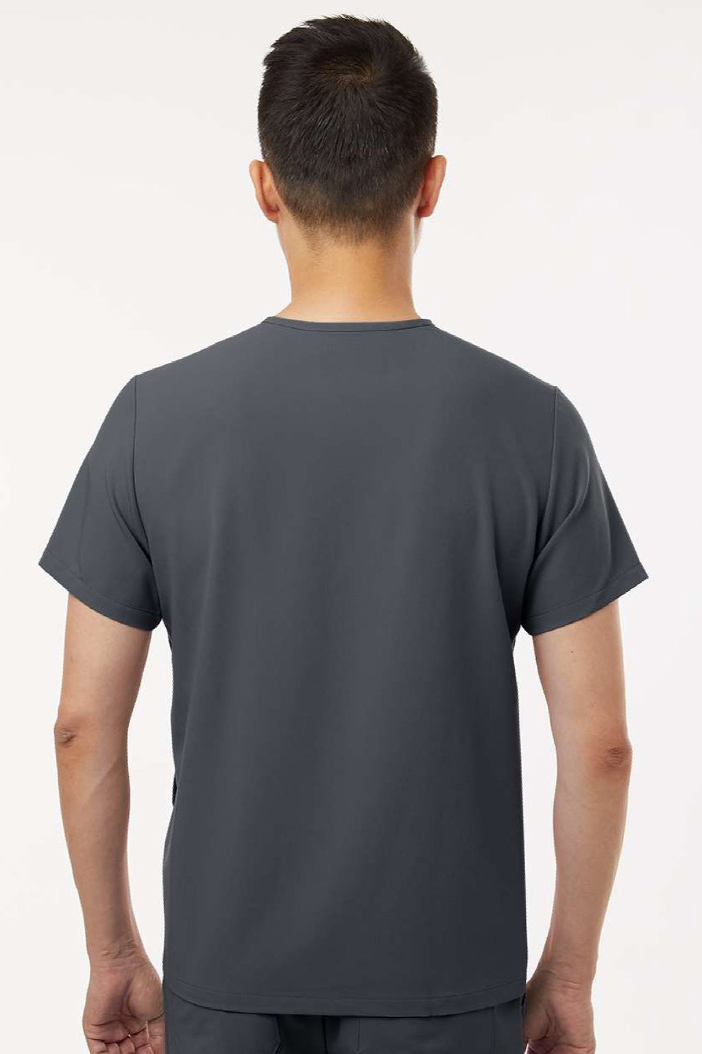 Jaanuu M10002 Unisex Platt 3 Pocket V-Neck Scrub Top Carbon Grey Model Back
