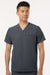 Jaanuu M10002 Unisex Platt 3 Pocket V-Neck Scrub Top Carbon Grey Model Front