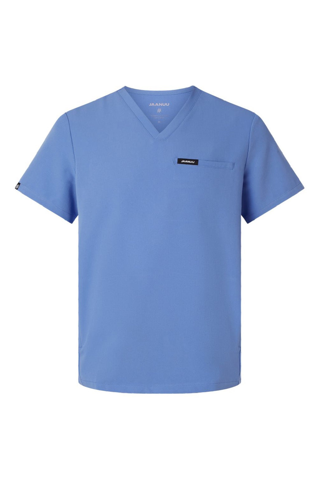 Jaanuu M10002 Unisex Platt 3 Pocket V-Neck Scrub Top Ceil Blue Flat Front