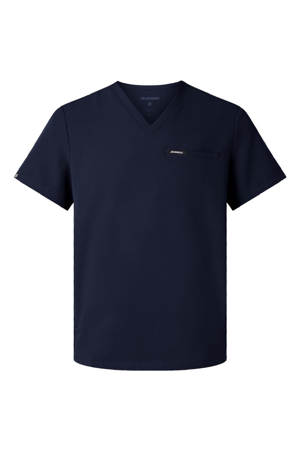 Jaanuu M10002 Unisex Platt 3 Pocket V-Neck Scrub Top Midnight Navy Blue Flat Front