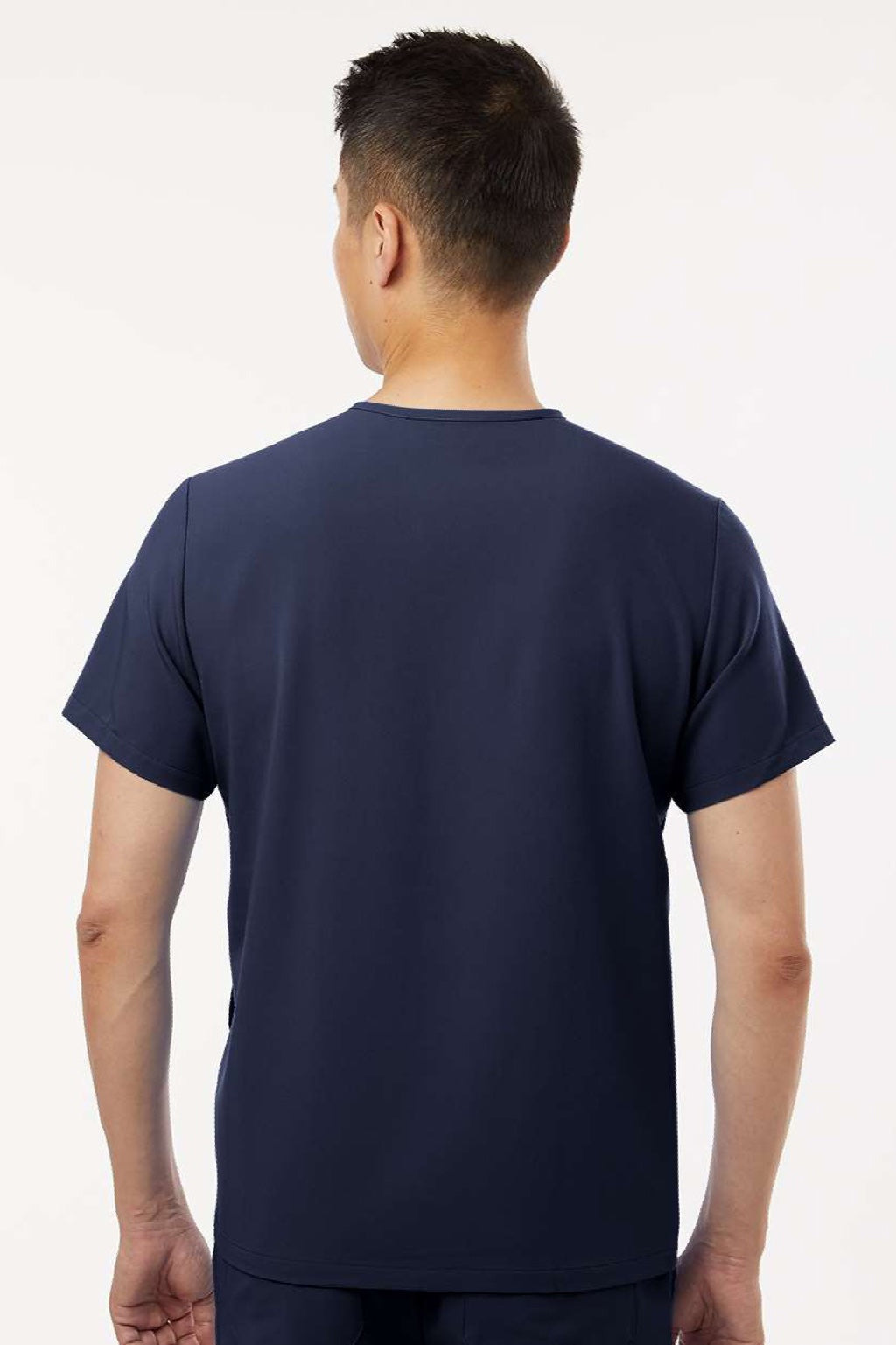 Jaanuu M10002 Unisex Platt 3 Pocket V-Neck Scrub Top Midnight Navy Blue Model Back