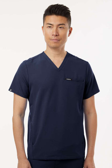 Jaanuu M10002 Unisex Platt 3 Pocket V-Neck Scrub Top Midnight Navy Blue Model Front