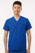 Jaanuu M10002 Unisex Platt 3 Pocket V-Neck Scrub Top Royal Blue Model Front