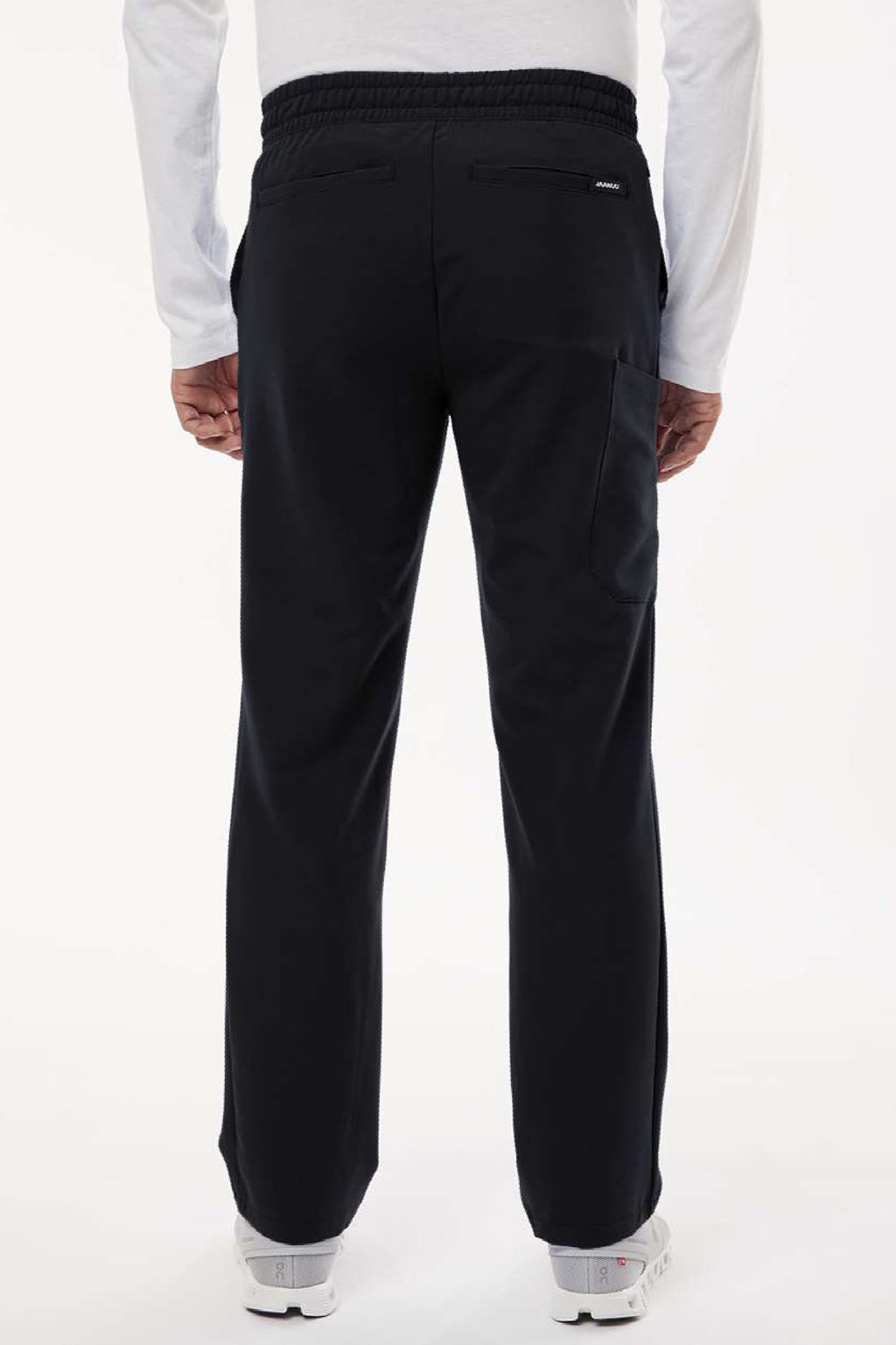 Jaanuu M20001 Unisex Rhodes Everyday Straight Leg Scrub Pants Black Model Back