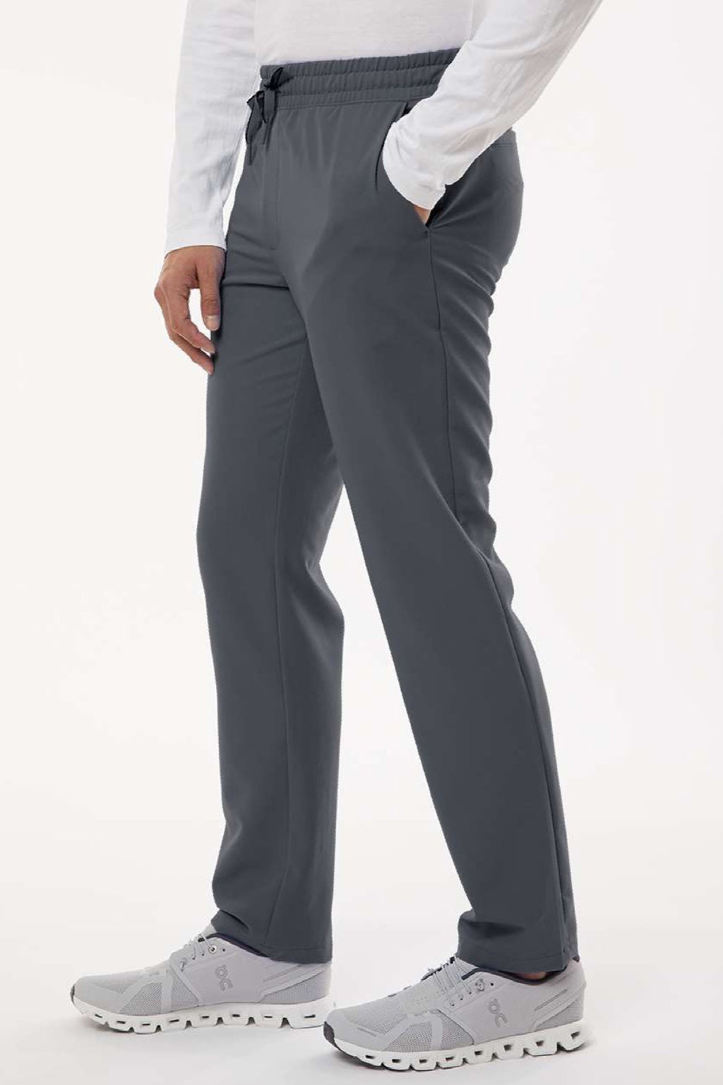 Jaanuu M20001 Unisex Rhodes Everyday Straight Leg Scrub Pants Carbon Grey Model Side