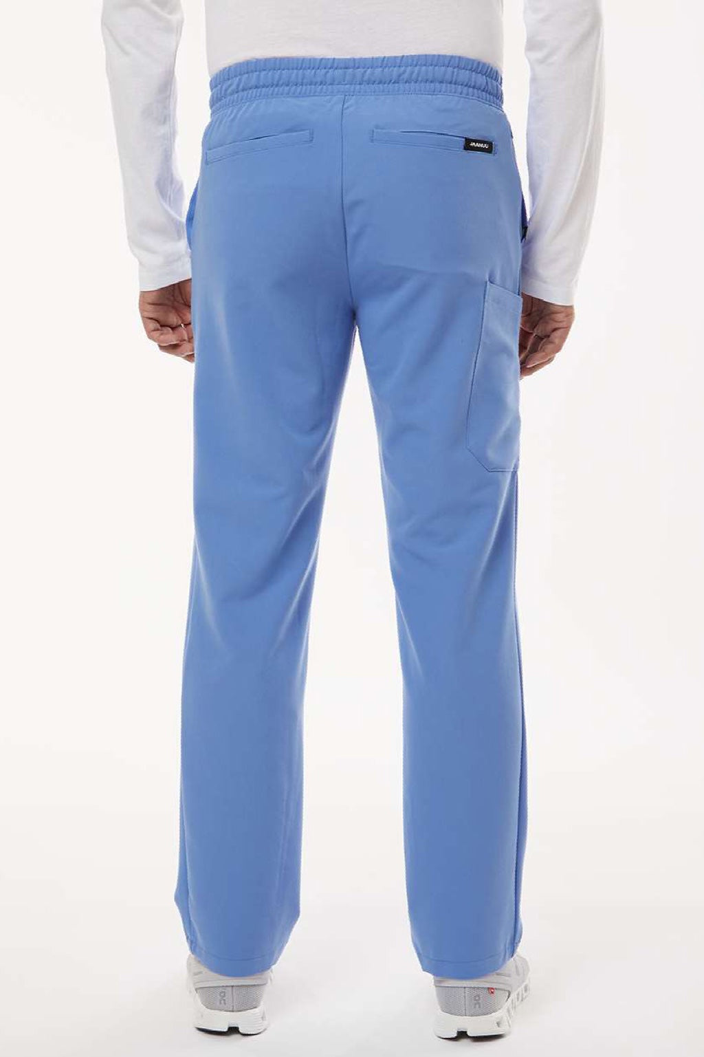 Jaanuu M20001 Unisex Rhodes Everyday Straight Leg Scrub Pants Ceil Blue Model Back