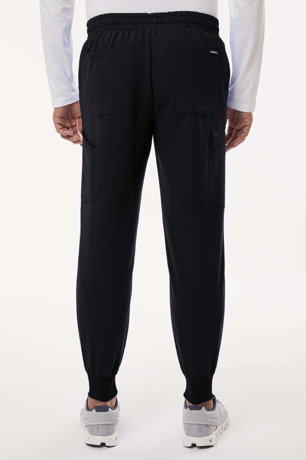 Jaanuu M20002 Unisex Osmo 8 Pocket Scrub Jogger Pants Black Model Back