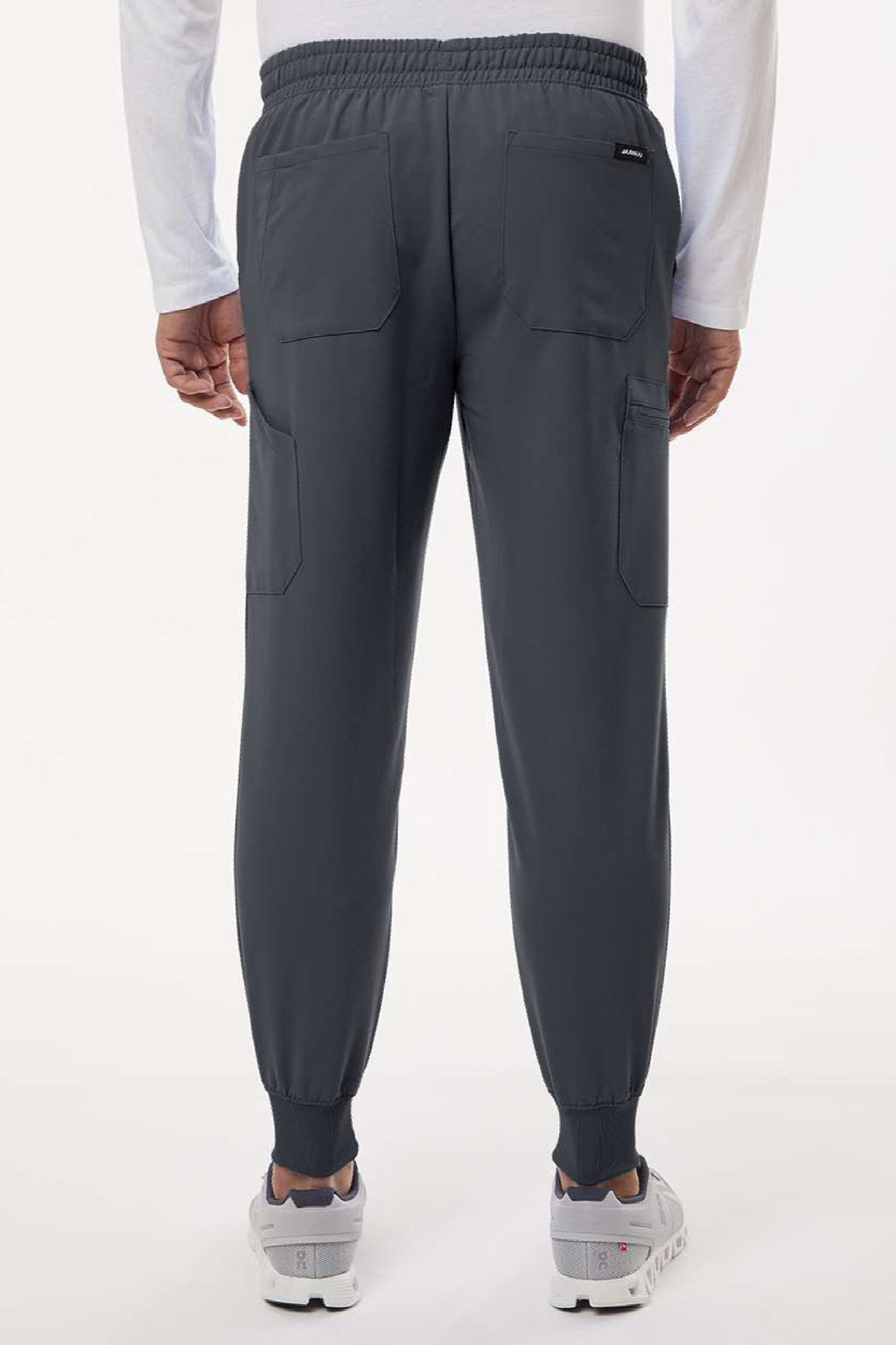 Jaanuu M20002 Unisex Osmo 8 Pocket Scrub Jogger Pants Carbon Grey Model Back
