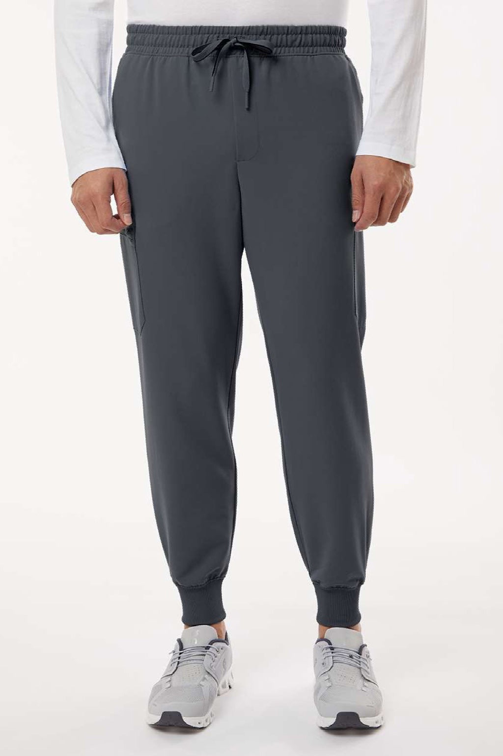 Jaanuu M20002 Unisex Osmo 8 Pocket Scrub Jogger Pants Carbon Grey Model Front
