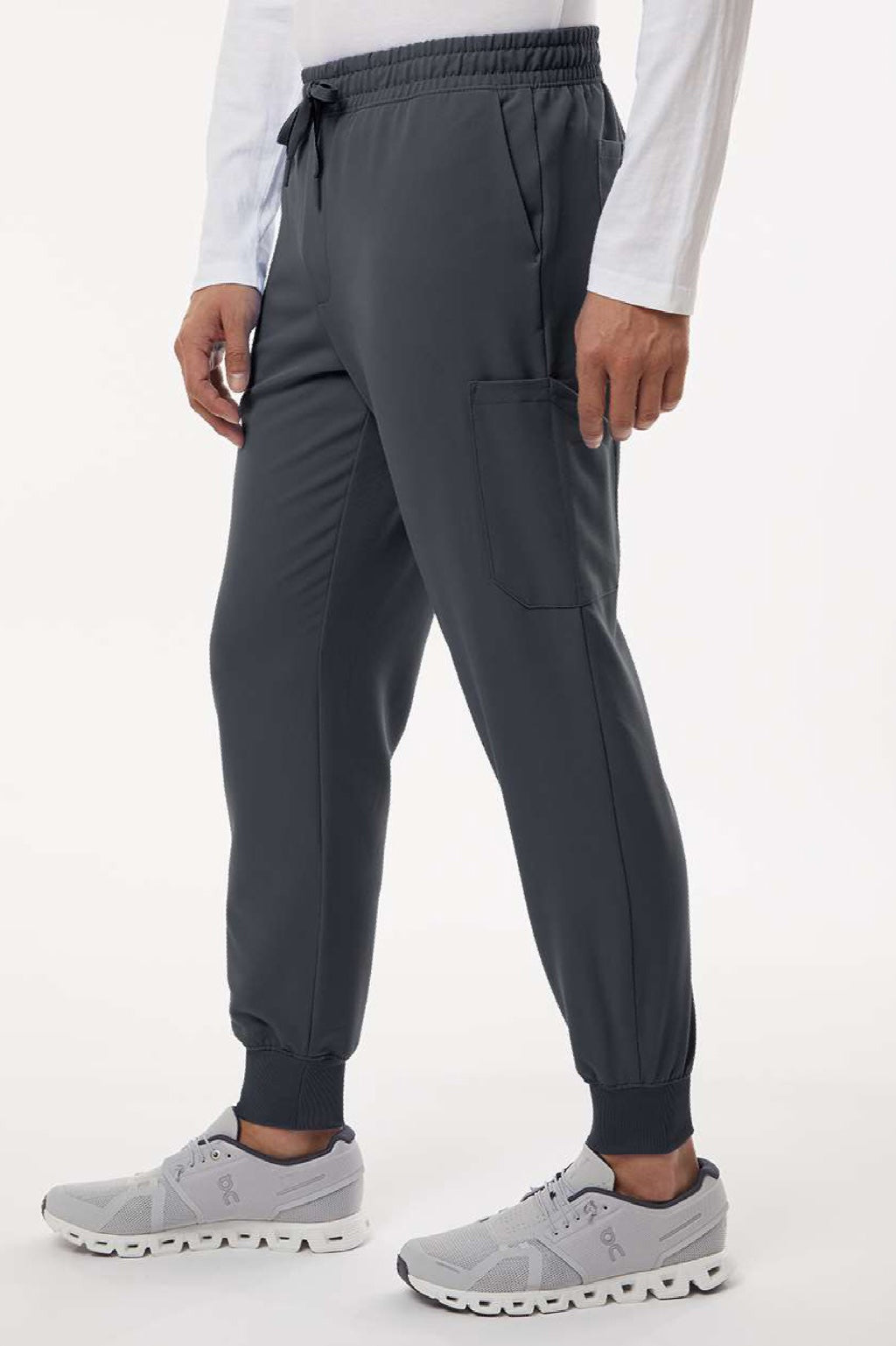 Jaanuu M20002 Unisex Osmo 8 Pocket Scrub Jogger Pants Carbon Grey Model Side