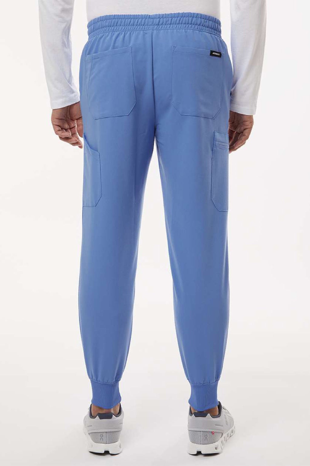 Jaanuu M20002 Unisex Osmo 8 Pocket Scrub Jogger Pants Ceil Blue Model Back