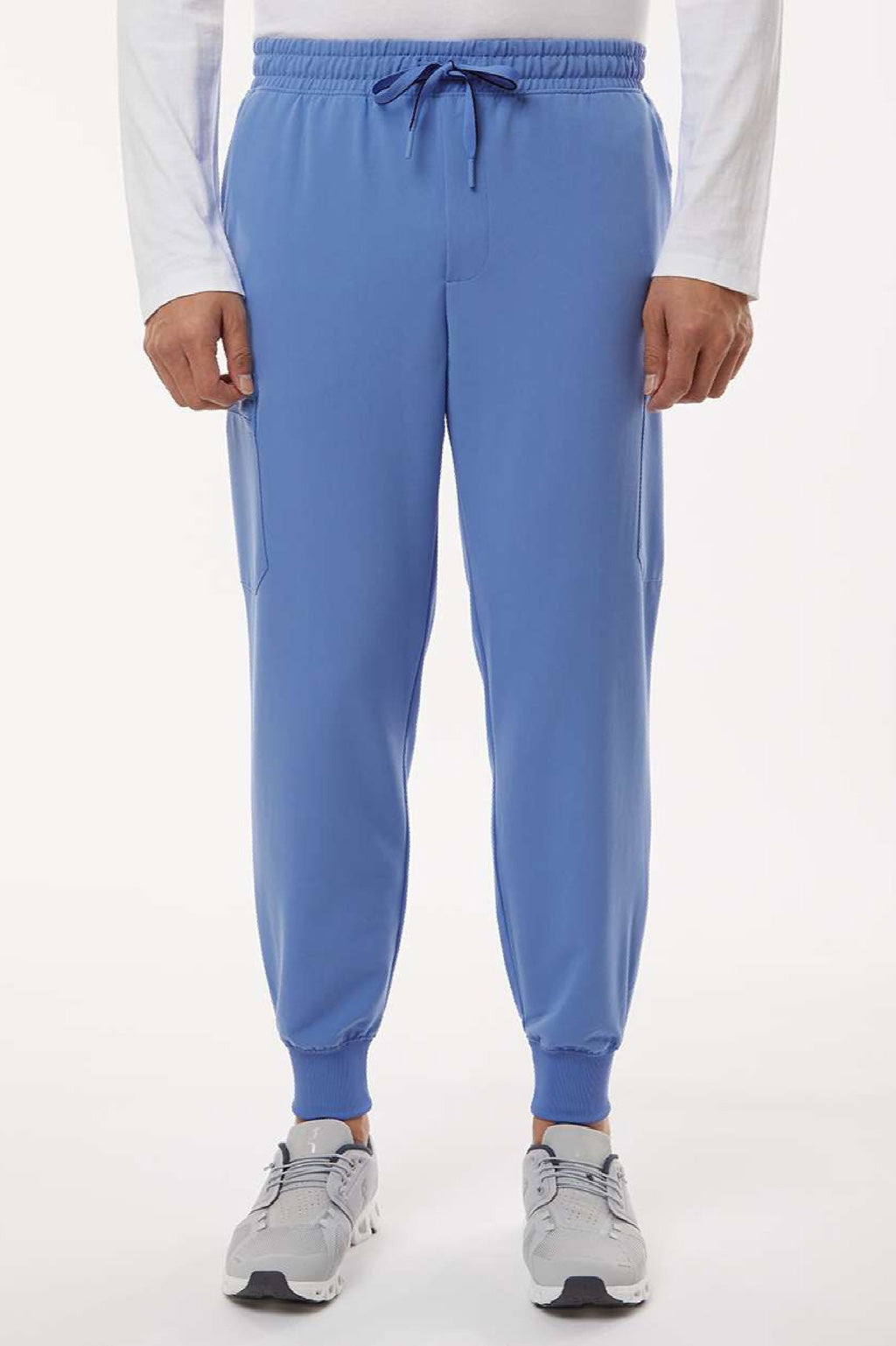 Jaanuu M20002 Unisex Osmo 8 Pocket Scrub Jogger Pants Ceil Blue Model Front