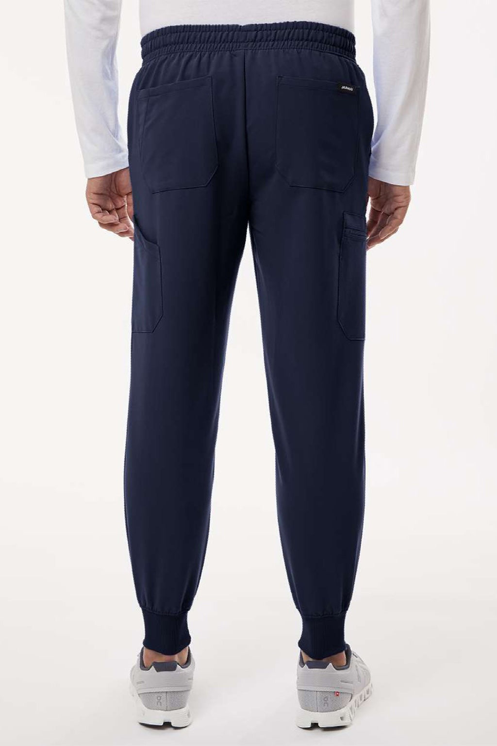 Jaanuu M20002 Unisex Osmo 8 Pocket Scrub Jogger Pants Midnight Navy Blue Model Back