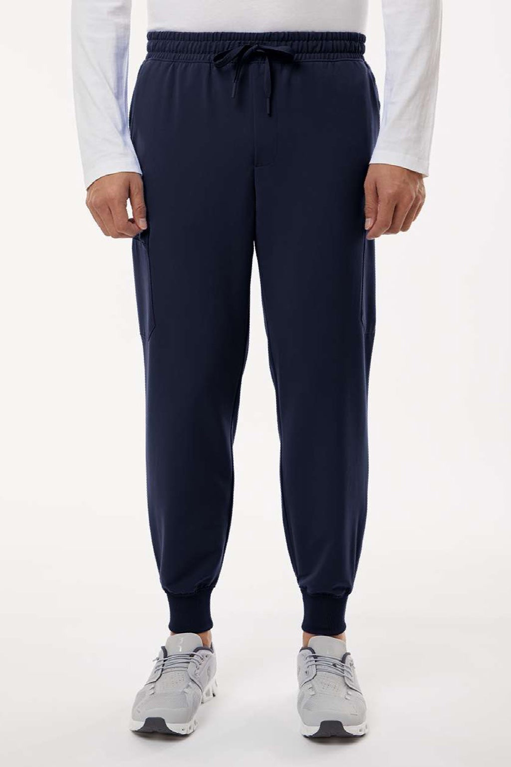 Jaanuu M20002 Unisex Osmo 8 Pocket Scrub Jogger Pants Midnight Navy Blue Model Front