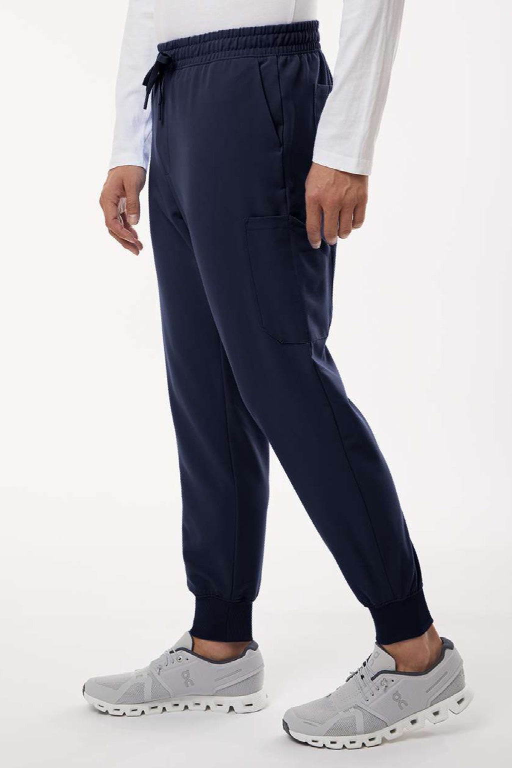 Jaanuu M20002 Unisex Osmo 8 Pocket Scrub Jogger Pants Midnight Navy Blue Model Side