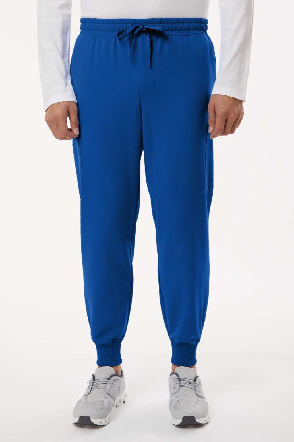 Jaanuu M20002 Unisex Osmo 8 Pocket Scrub Jogger Pants Royal Blue Model Front