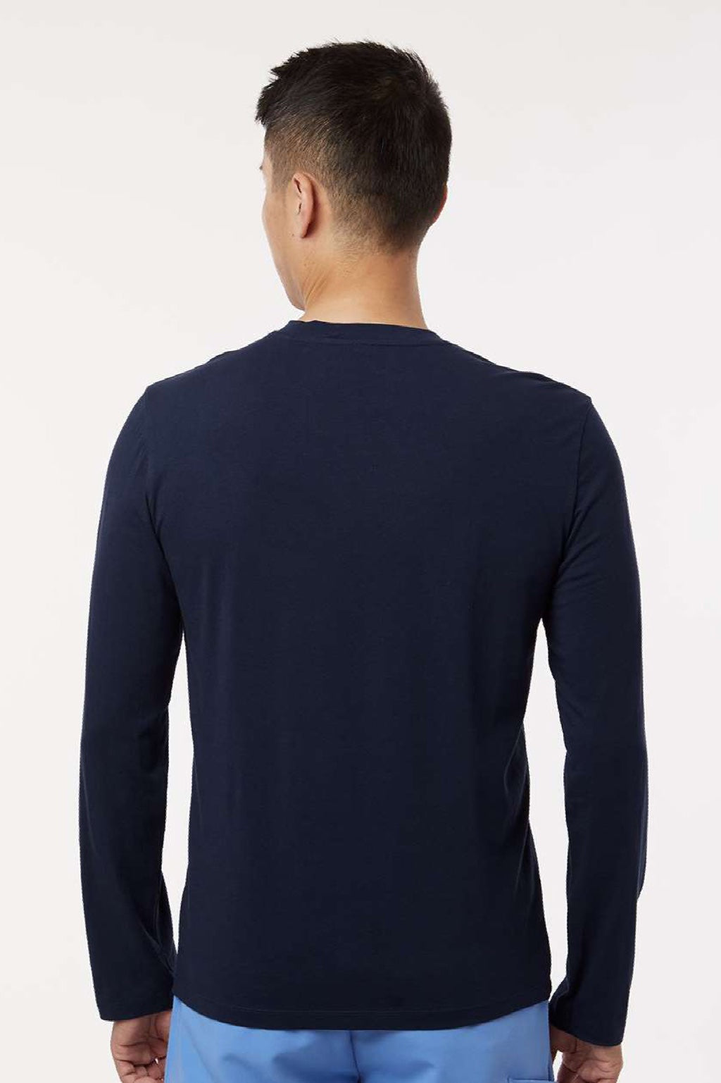 Jaanuu M30002U Mens RegenX Underscrub Long Sleeve Crewneck T-Shirt Midnight Navy Blue Model Back