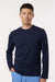 Jaanuu M30002U Mens RegenX Underscrub Long Sleeve Crewneck T-Shirt Midnight Navy Blue Model Front