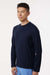 Jaanuu M30002U Mens RegenX Underscrub Long Sleeve Crewneck T-Shirt Midnight Navy Blue Model Side
