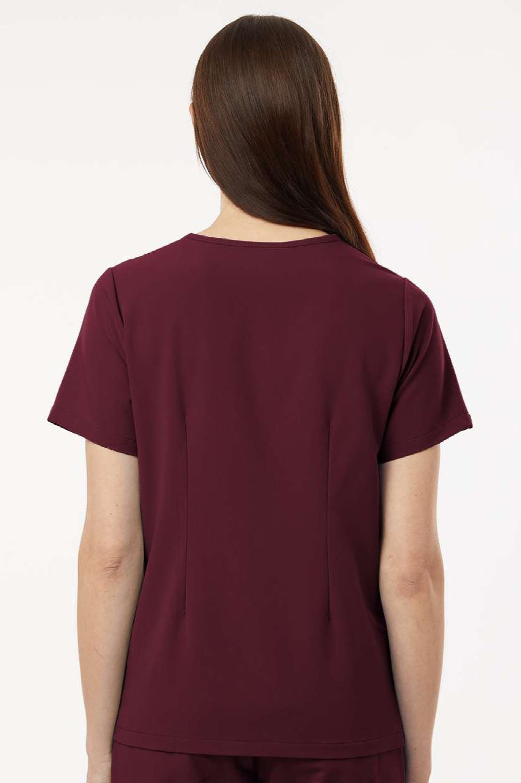 Jaanuu W10001 Unisex Rhena Essential 1 Pocket V-Neck Scrub Top Burgundy Model Back