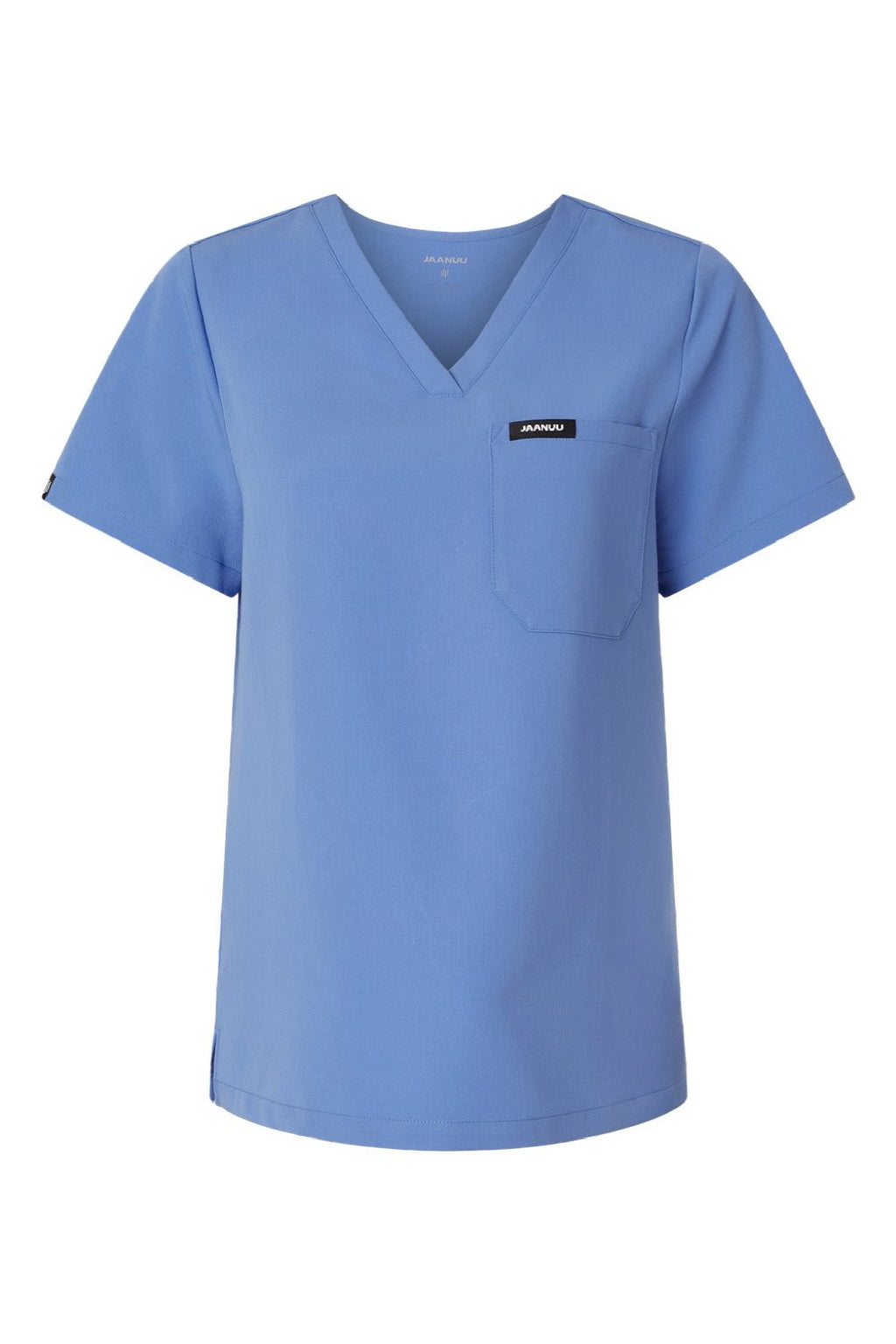 Jaanuu W10001 Unisex Rhena Essential 1 Pocket V-Neck Scrub Top Ceil Blue Flat Front