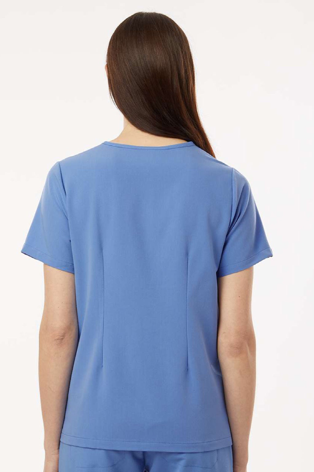 Jaanuu W10001 Unisex Rhena Essential 1 Pocket V-Neck Scrub Top Ceil Blue Model Back