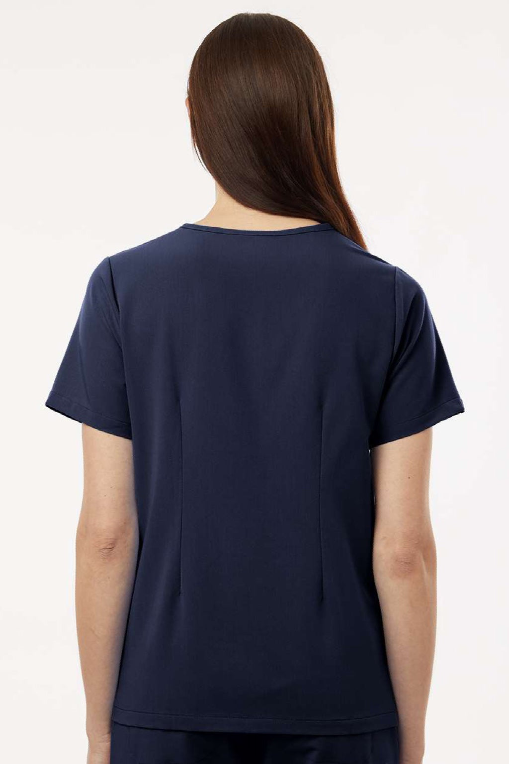 Jaanuu W10001 Unisex Rhena Essential 1 Pocket V-Neck Scrub Top Midnight Navy Blue Model Back