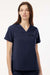 Jaanuu W10001 Unisex Rhena Essential 1 Pocket V-Neck Scrub Top Midnight Navy Blue Model Front