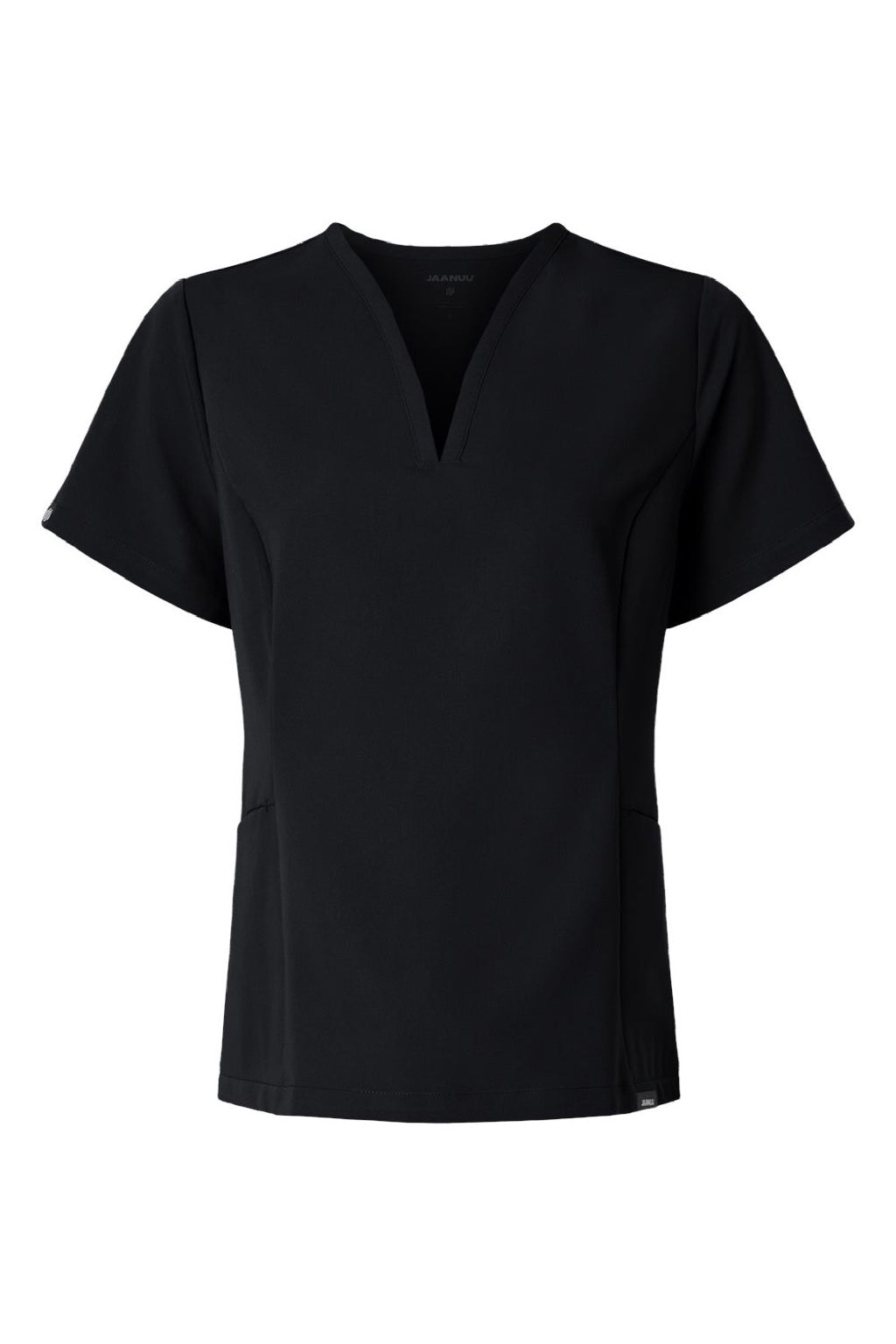 Jaanuu W10003 Unisex Calix Fit & Flare V-Neck Scrub Top Black Flat Front