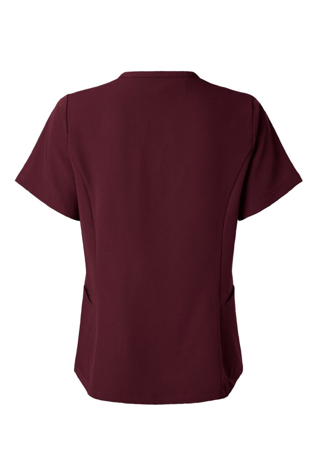 Jaanuu W10003 Unisex Calix Fit & Flare V-Neck Scrub Top Burgundy Flat Back