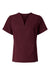 Jaanuu W10003 Unisex Calix Fit & Flare V-Neck Scrub Top Burgundy Flat Front
