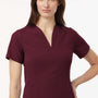 Jaanuu Womens Calix Fit & Flare Moisture Wicking V-Neck Scrub Top w/ Pockets - Burgundy - New