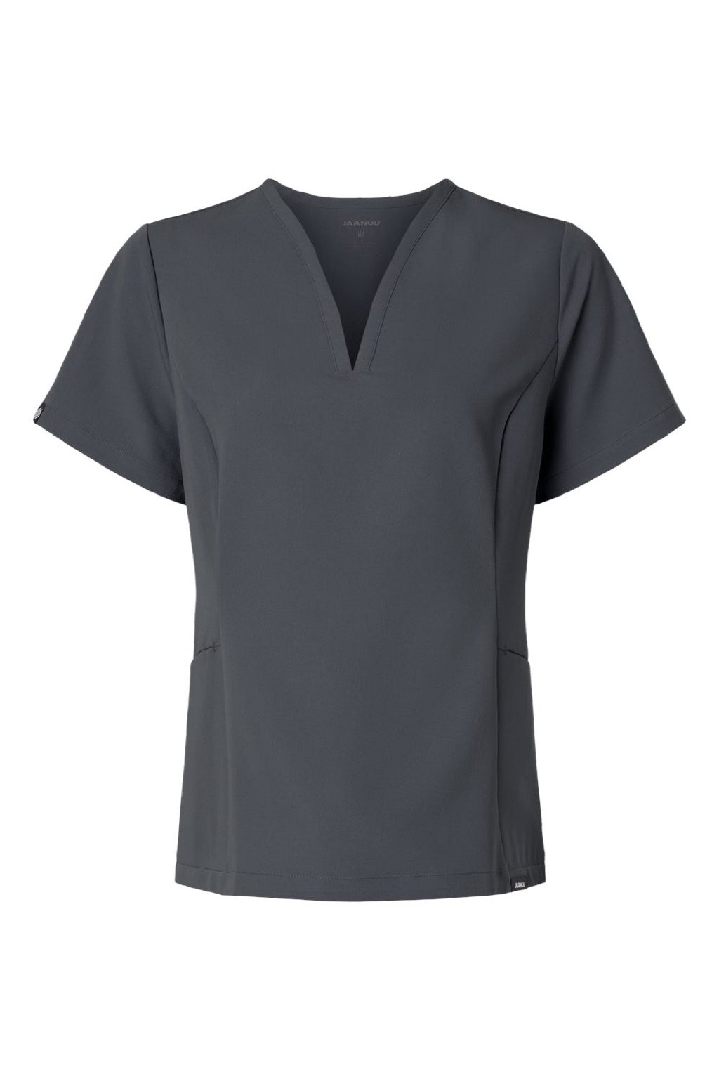 Jaanuu W10003 Unisex Calix Fit & Flare V-Neck Scrub Top Carbon Grey Flat Front
