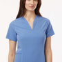Jaanuu Womens Calix Fit & Flare Moisture Wicking V-Neck Scrub Top w/ Pockets - Ceil Blue - New