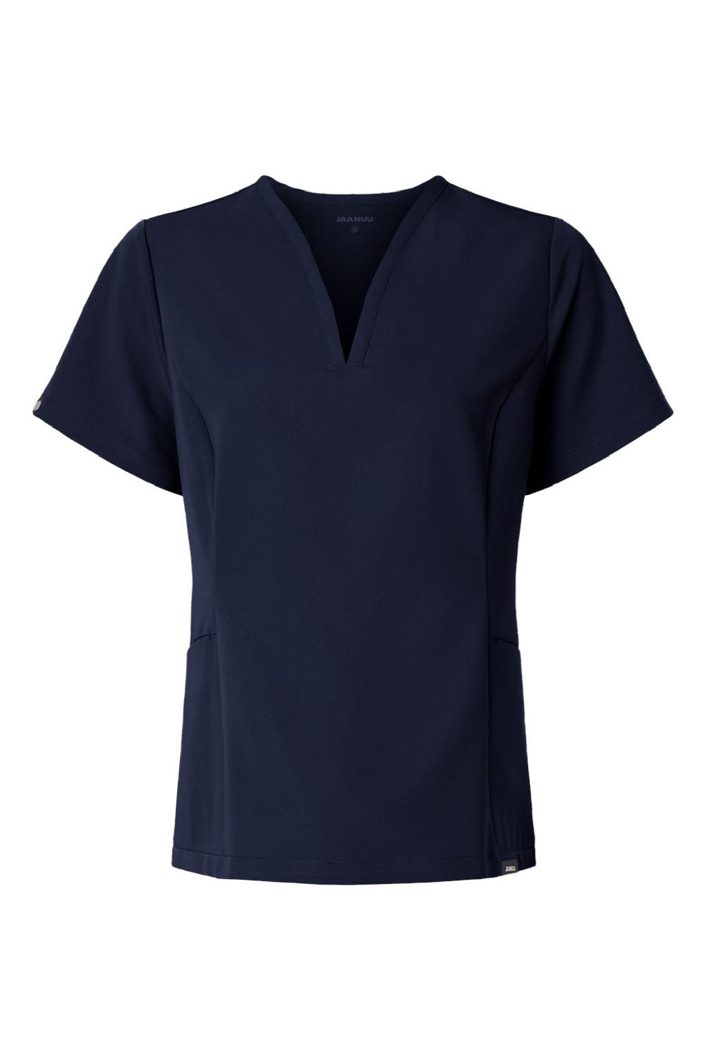 Jaanuu W10003 Unisex Calix Fit & Flare V-Neck Scrub Top Midnight Navy Blue Flat Front